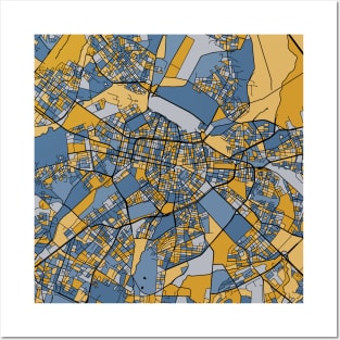 Sofia Map Pattern in Blue & Gold Posters and Art